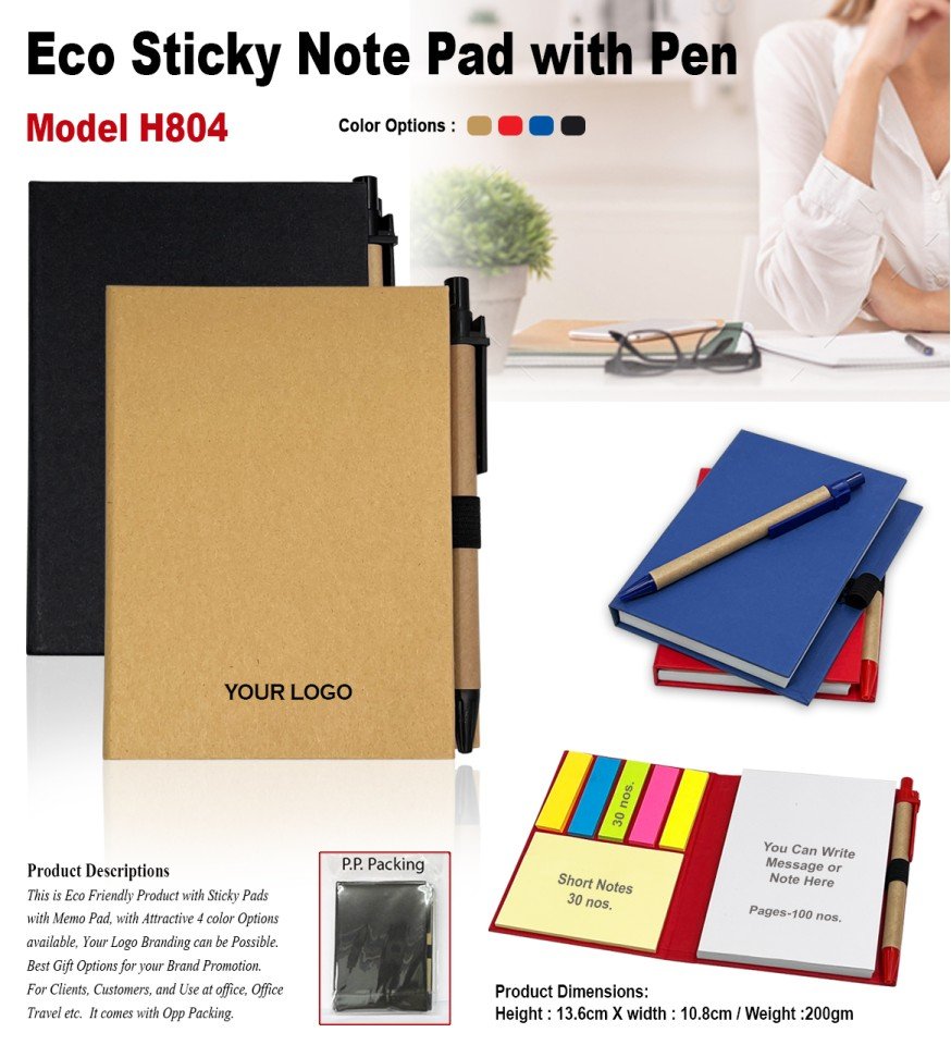 Eco Sticky  Note Pad with Ball Pen -MCG000306