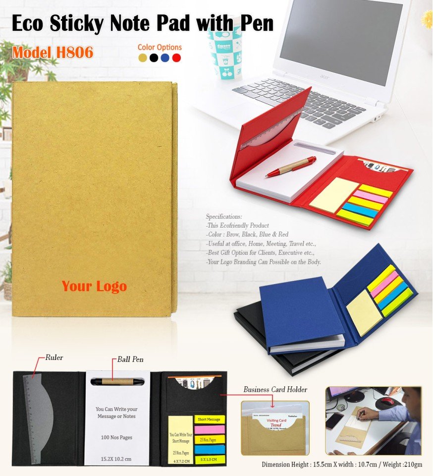 Eco Sticky - Memo Pad with Pen / Ruler  -MCG000307